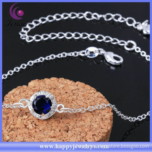 Blue zircon 925 silver plated fashion design cheap jewelry anklet(CA038-C)